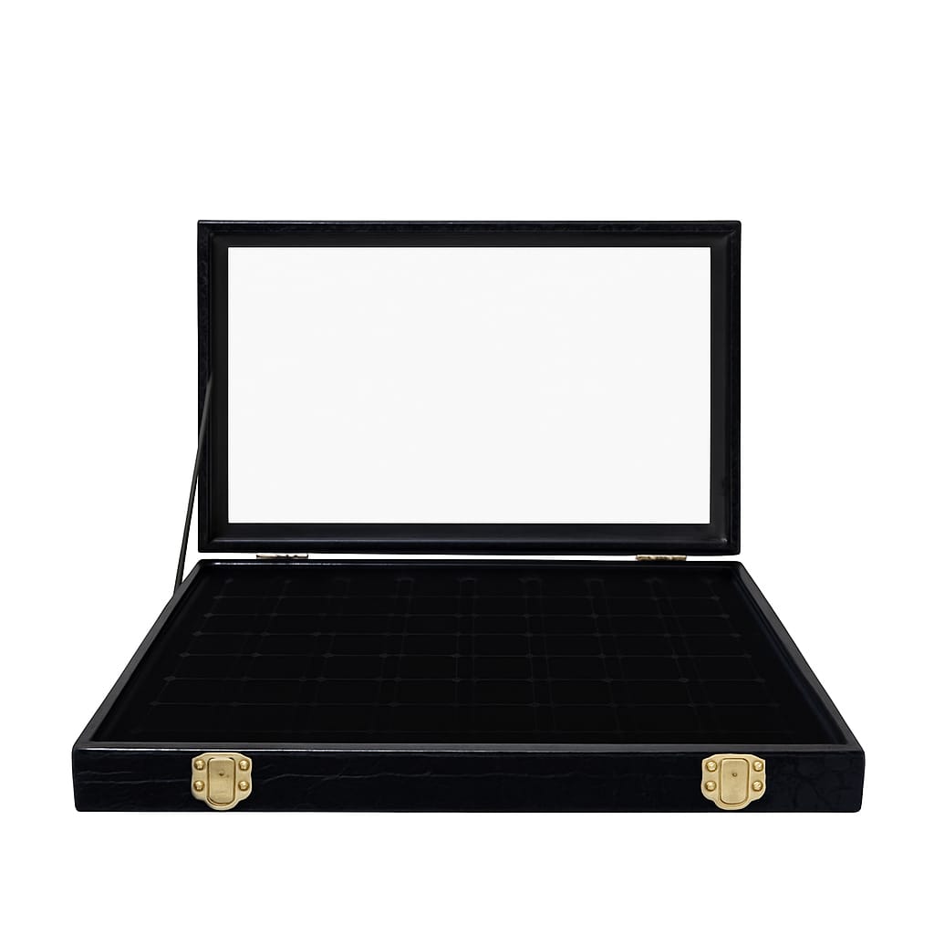 100 Ring Storage Box with Transparent Glass Lid – Jewelry Display & Organizer Case