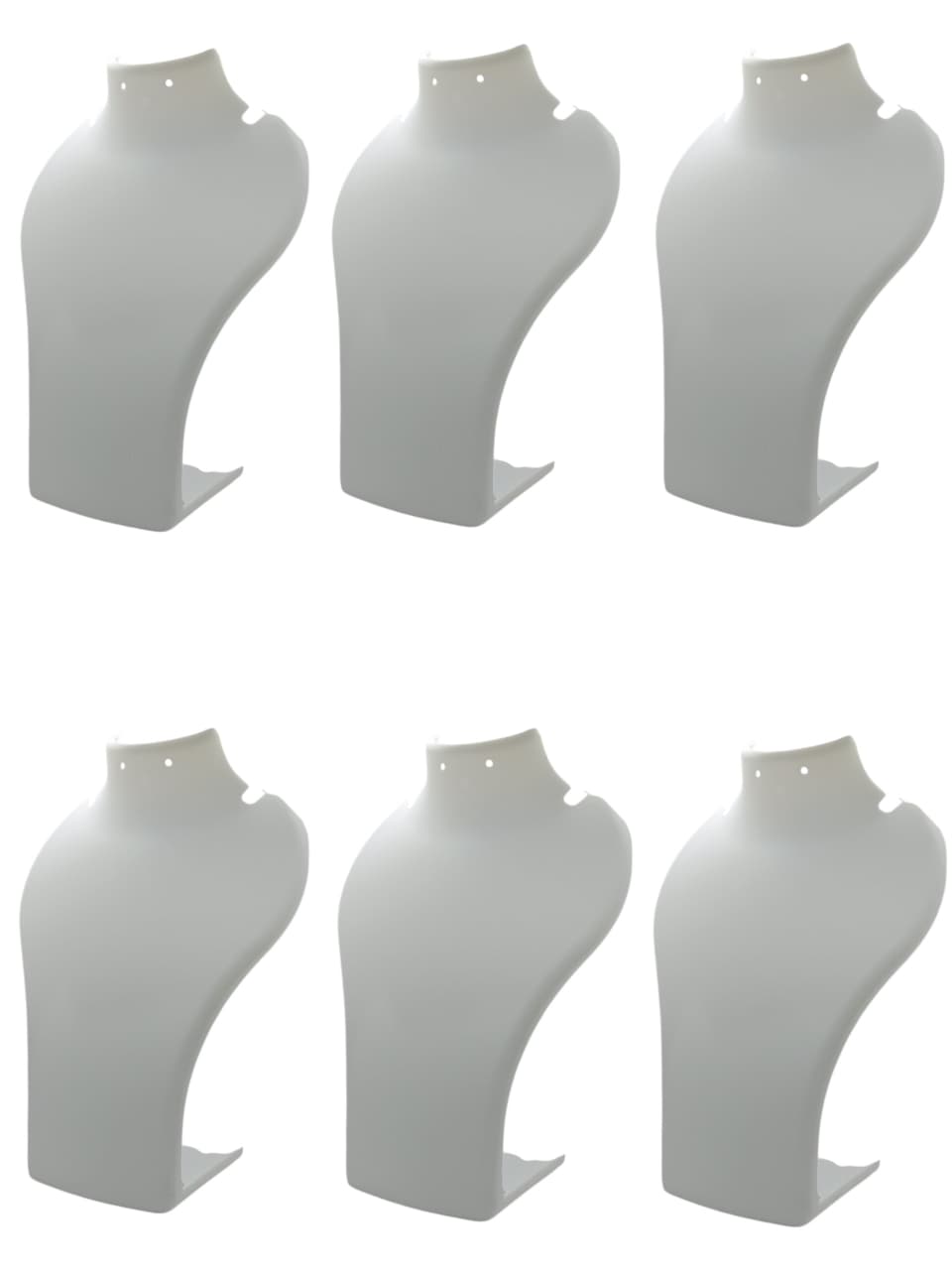 White Acrylic Necklace Display Stand | Jewelry Bust Display Holder | 8 Inch Height | Pendant & Chain Showcase Stand pack of 6