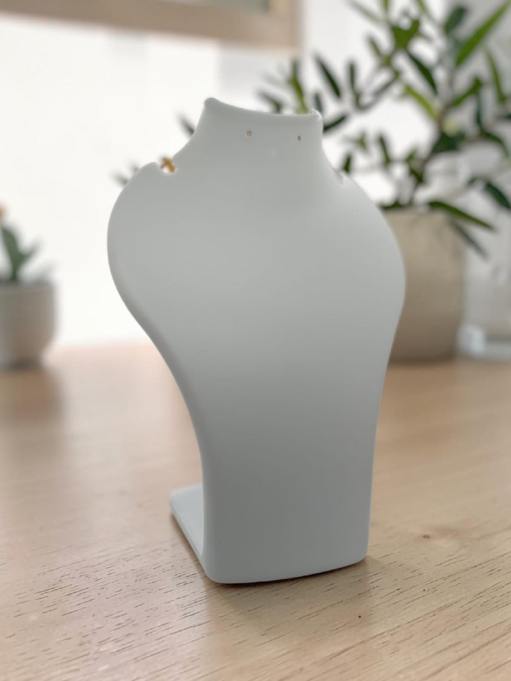 White Acrylic Necklace Display Stand | Jewelry Bust Display Holder | 8 Inch Height | Pendant & Chain Showcase Stand pack of 6