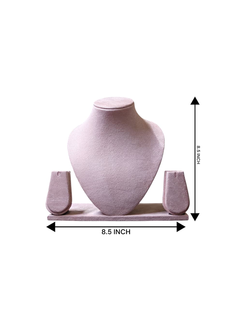 8 inch Pink Suede Necklace Display Stand – Premium Jewelry Showcase Bust