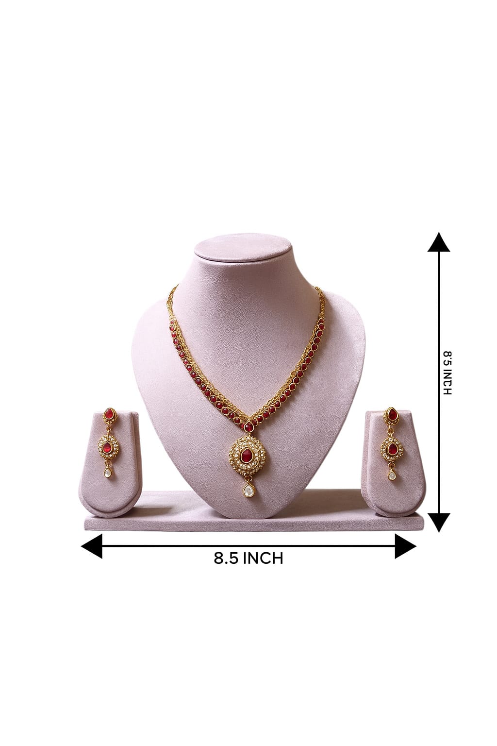 8 inch Pink Suede Necklace Display Stand – Premium Jewelry Showcase Bust