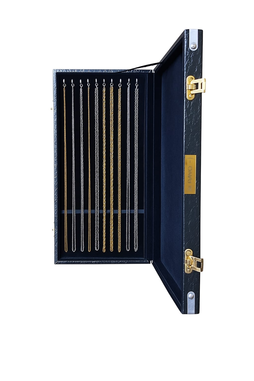 10 Chain Jewelry Storage Box – Black Crocodile Rexine Necklace Display Case