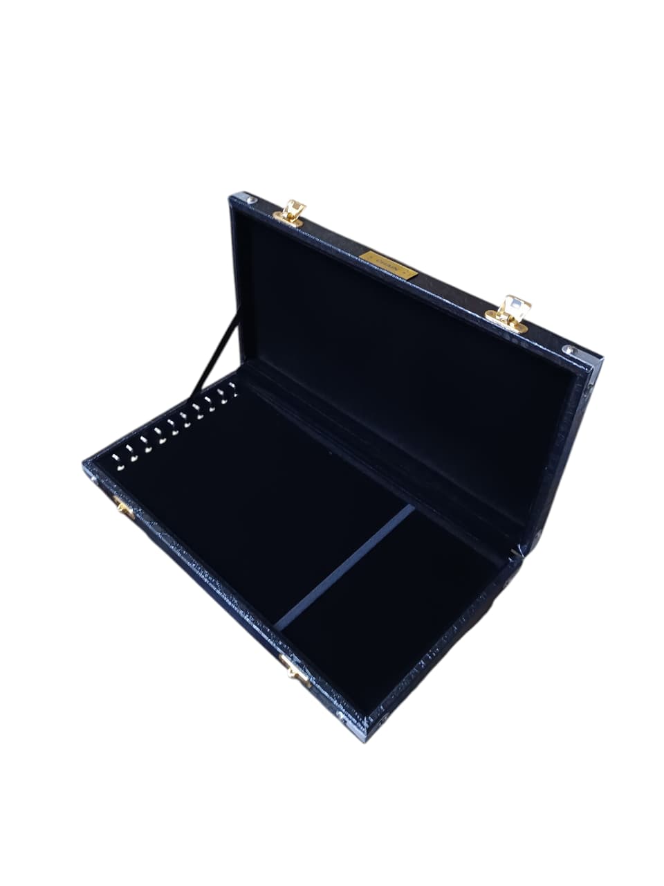 10 Chain Jewelry Storage Box – Black Crocodile Rexine Necklace Display Case