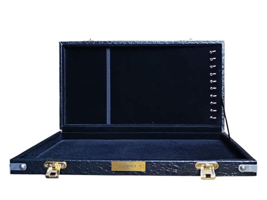 10 Chain Jewelry Storage Box – Black Crocodile Rexine Necklace Display Case