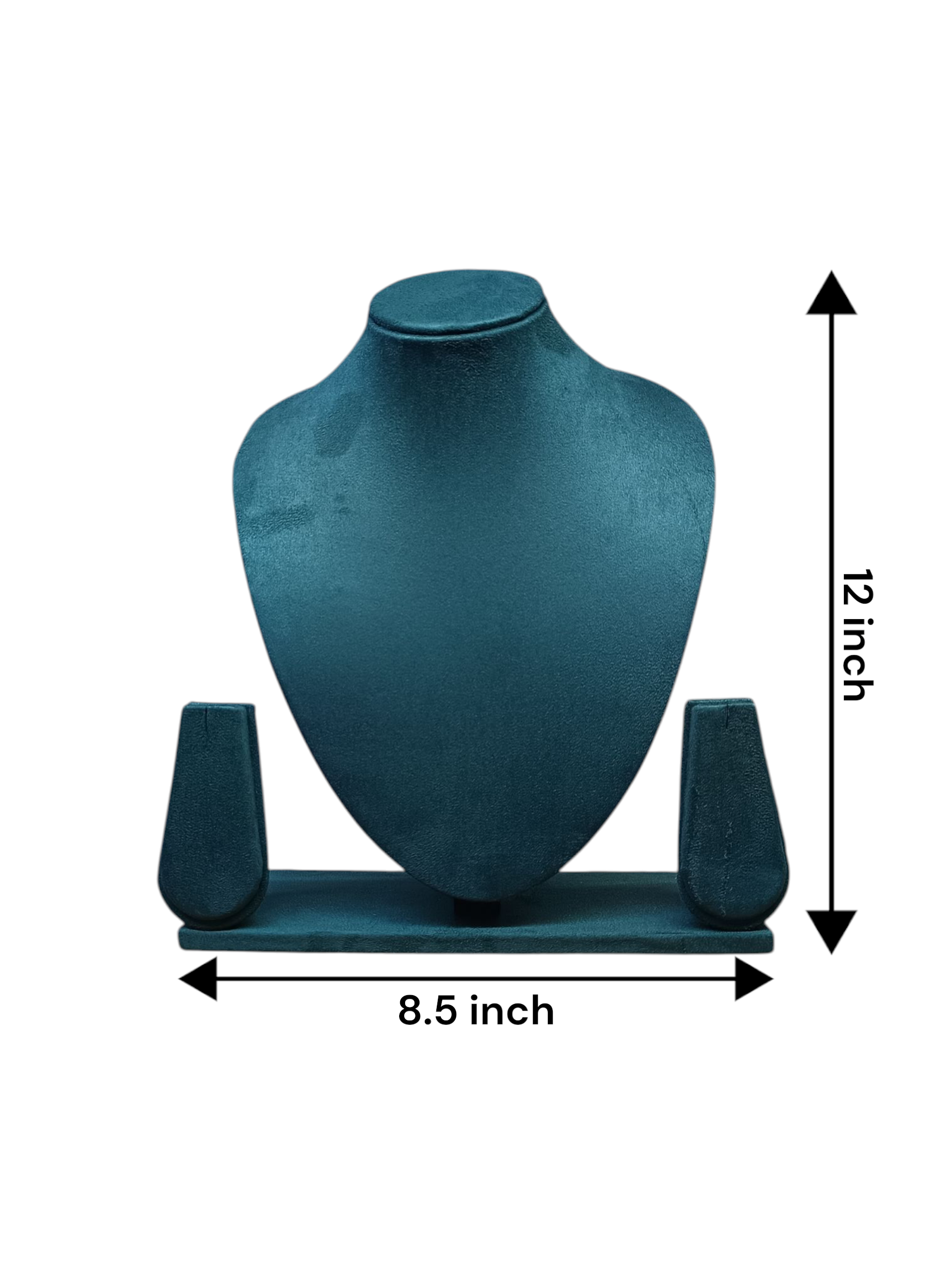 12 inch Green Suede Necklace Display Stand – Premium Jewelry Showcase Bust