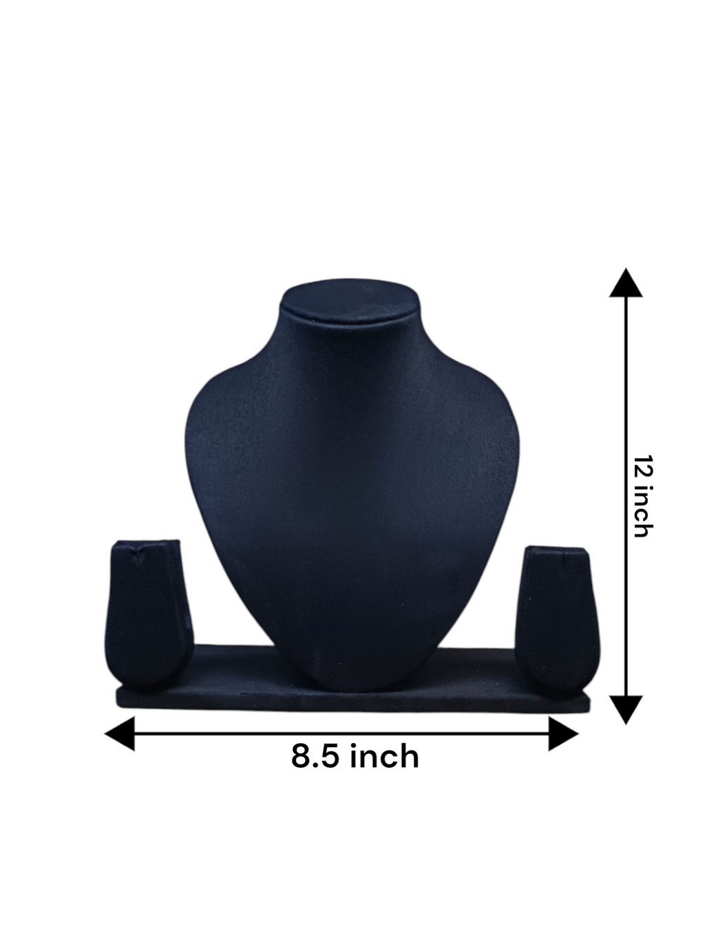 12-Inch Black Suede Necklace Display Stand – Premium Jewelry Showcase Bust