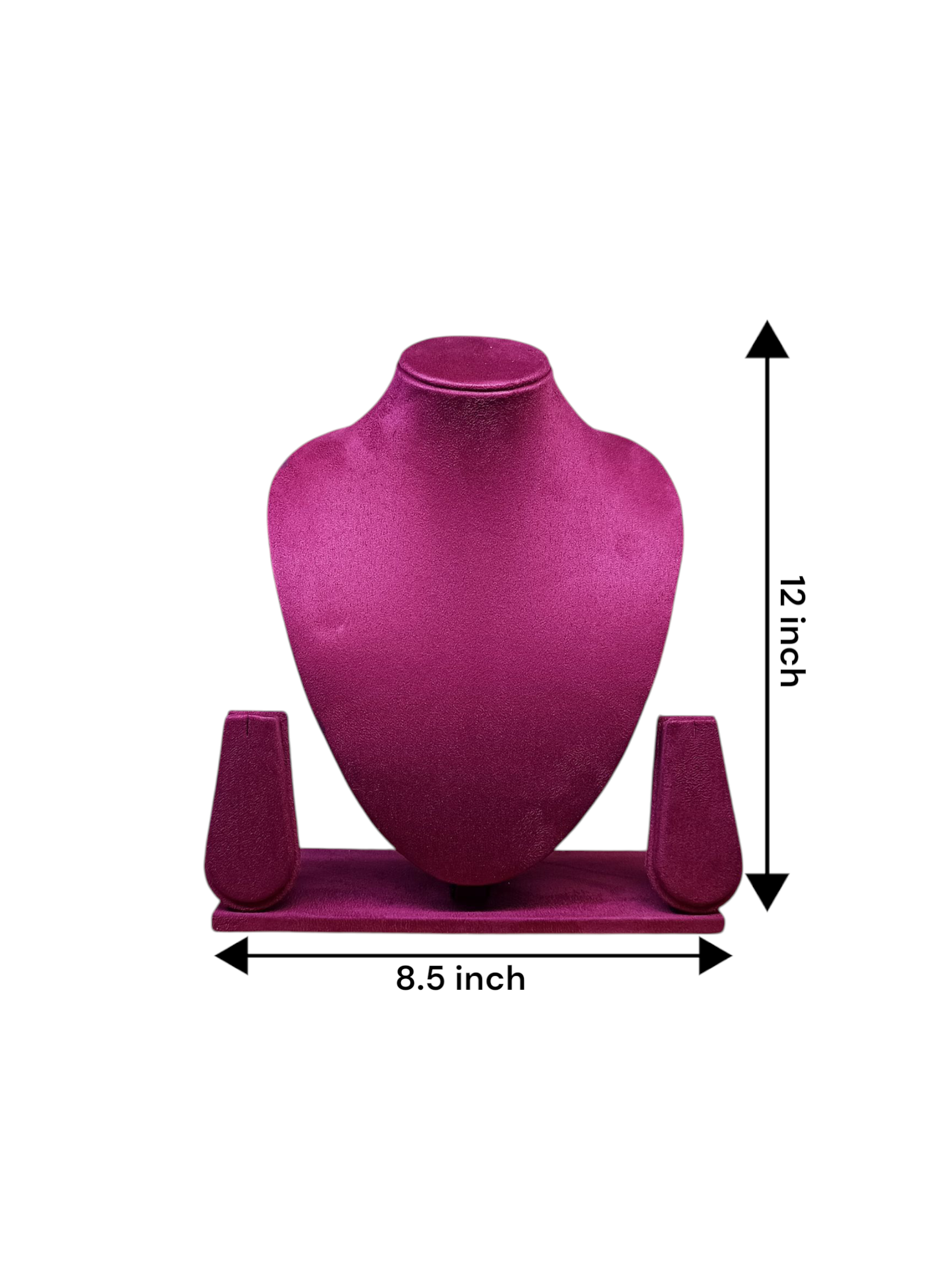 12 inch Maroon Suede Necklace Display Stand – Premium Jewelry Showcase Bust