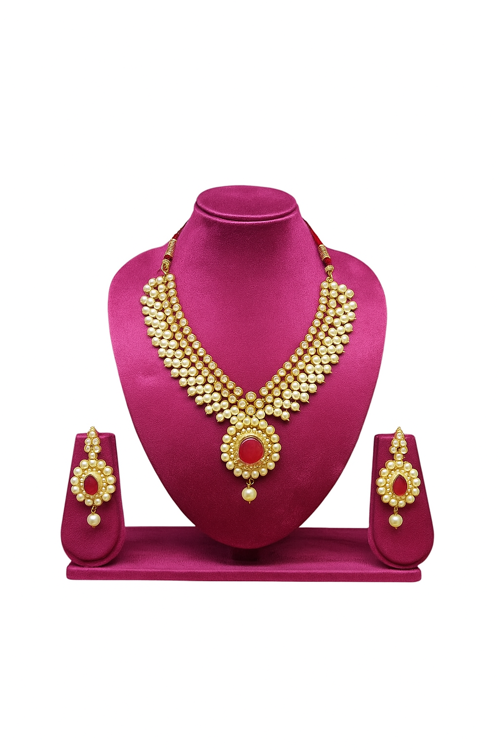 12 inch Maroon Suede Necklace Display Stand – Premium Jewelry Showcase Bust