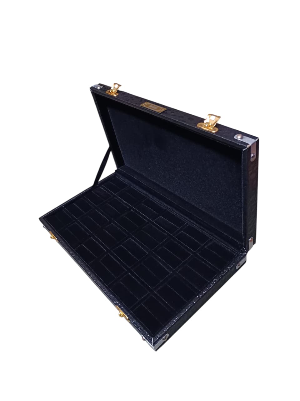 15 Ring Storage Box – Black Crocodile Rexine Jewelry Display Case