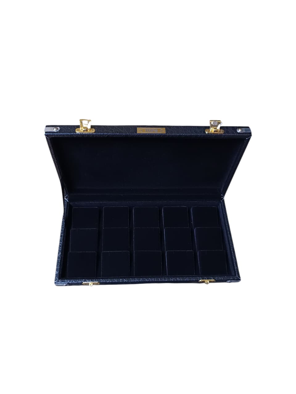7×13 Inch Black Crocodile Rexine Tops Storage Box – 15 Pair Earrings Display Case