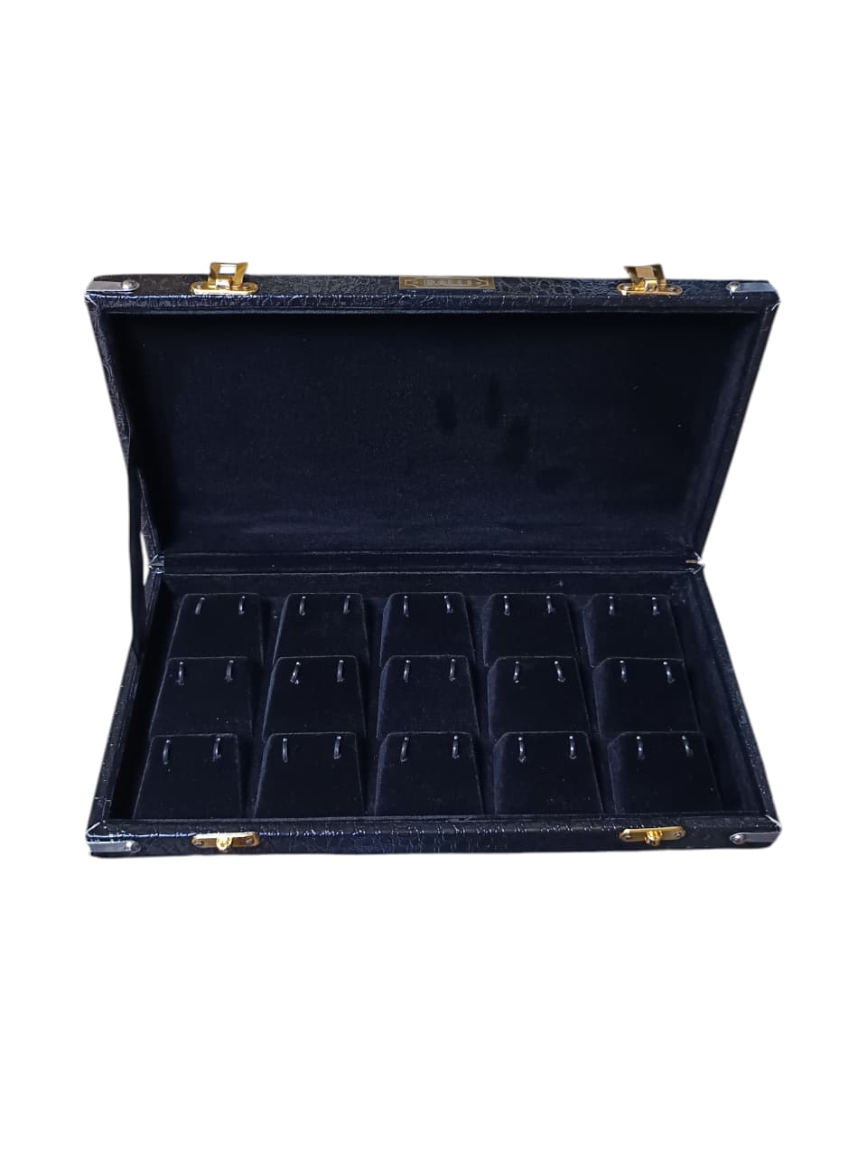 15 Bali Jewelry Storage Box – Black Crocodile Rexine Earring Display Case
