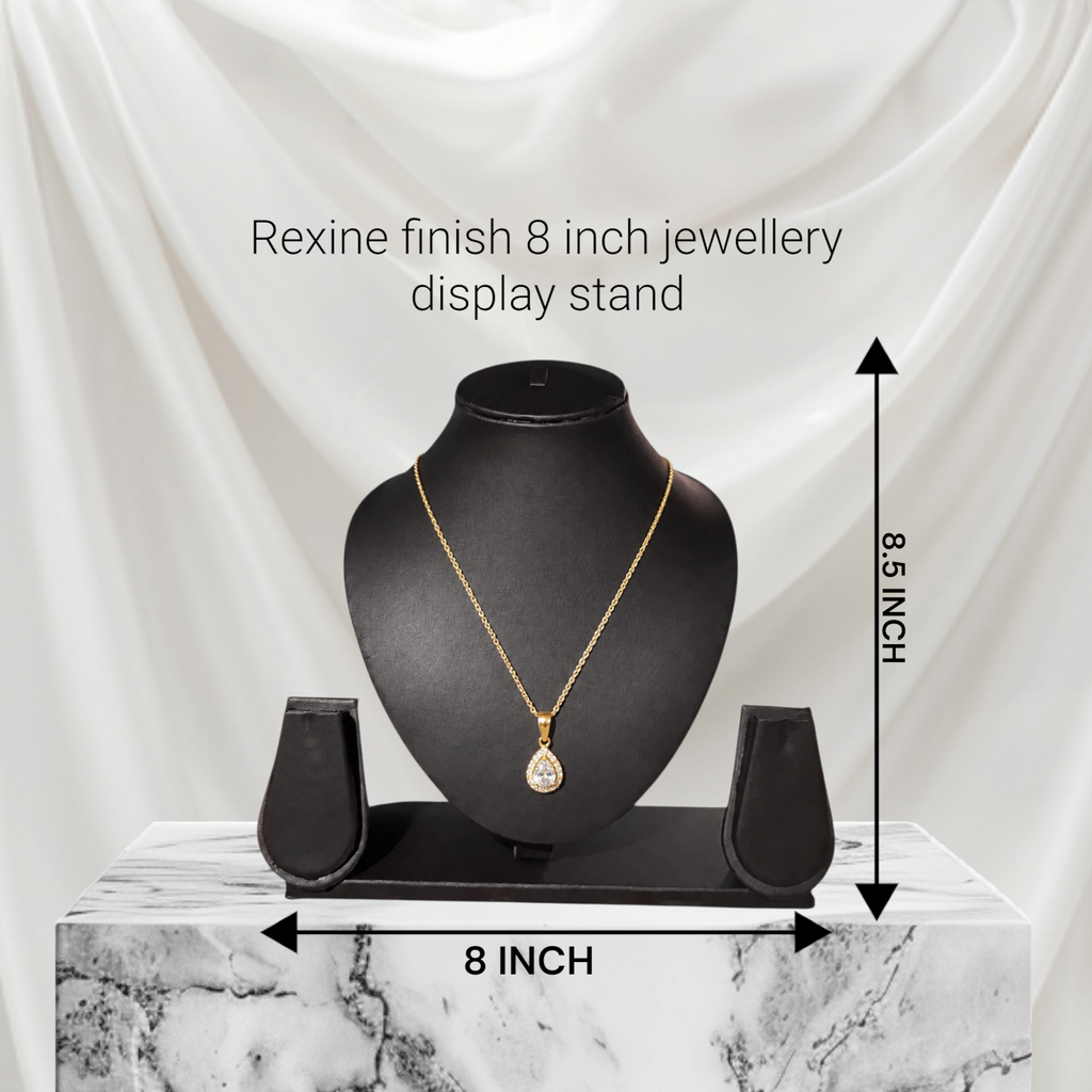 8 inch Black rexine necklace stand