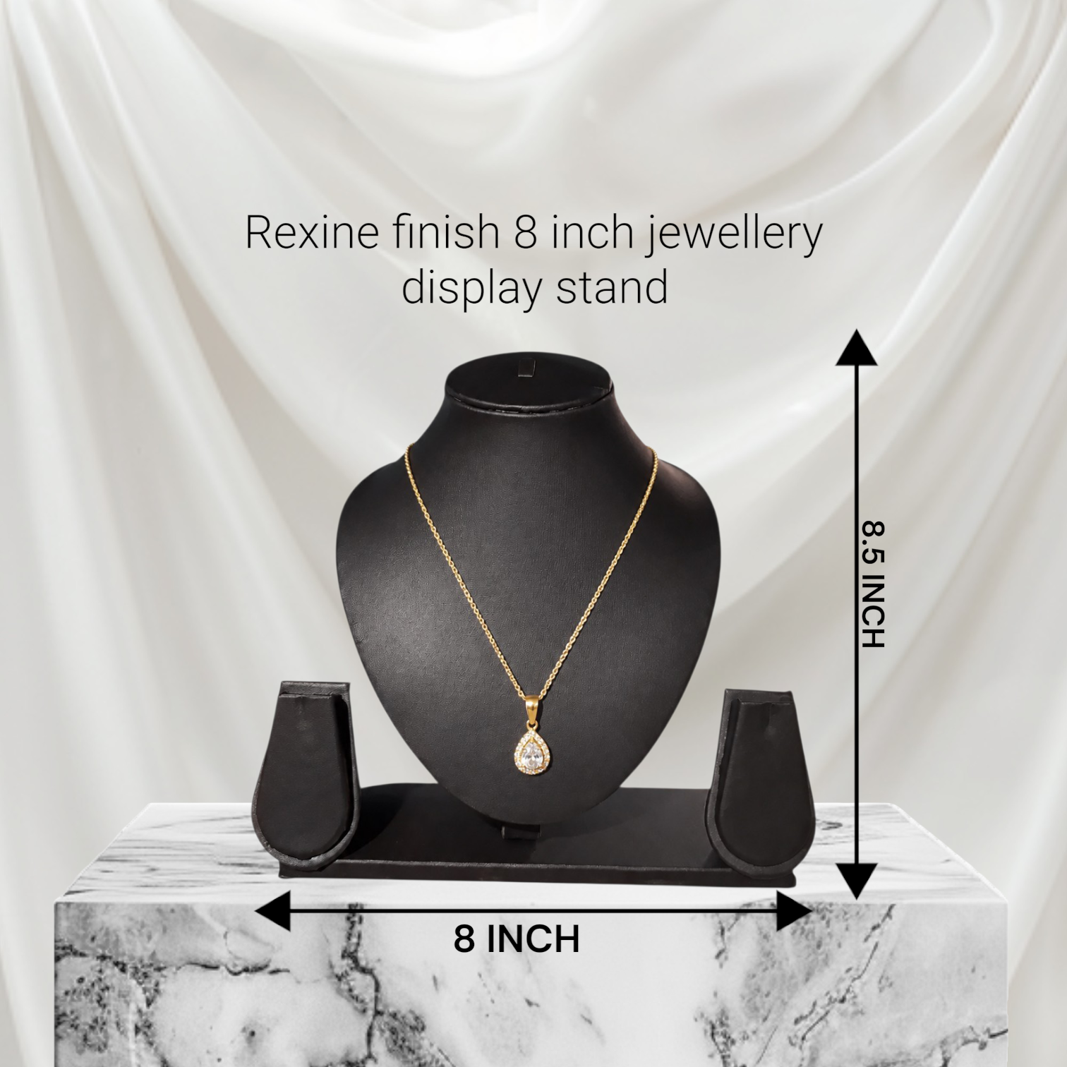 8 inch Black rexine necklace stand